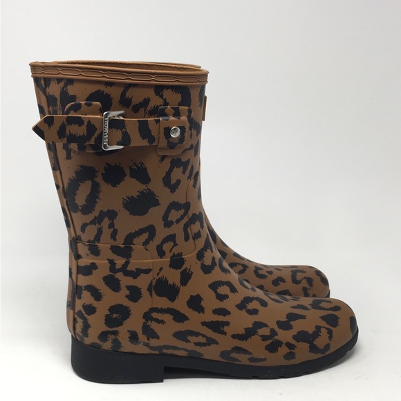 HUNTER Original Leopard Print Refined Short Rain Boot - Picture 5 of 12